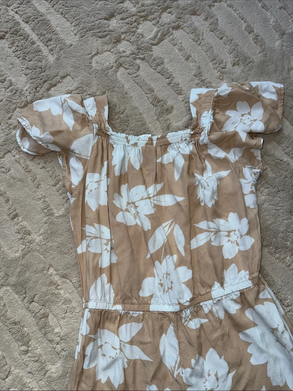 Carter's Beige Jumpsuit with White Floral Print 10 super soft viscose